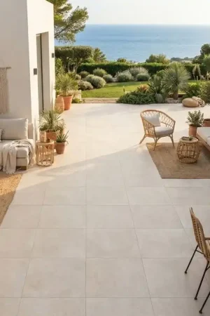 Carrelage VIDA CREMA effet béton ciré blanc cassé 100x100 R10 Affaire À Saisir